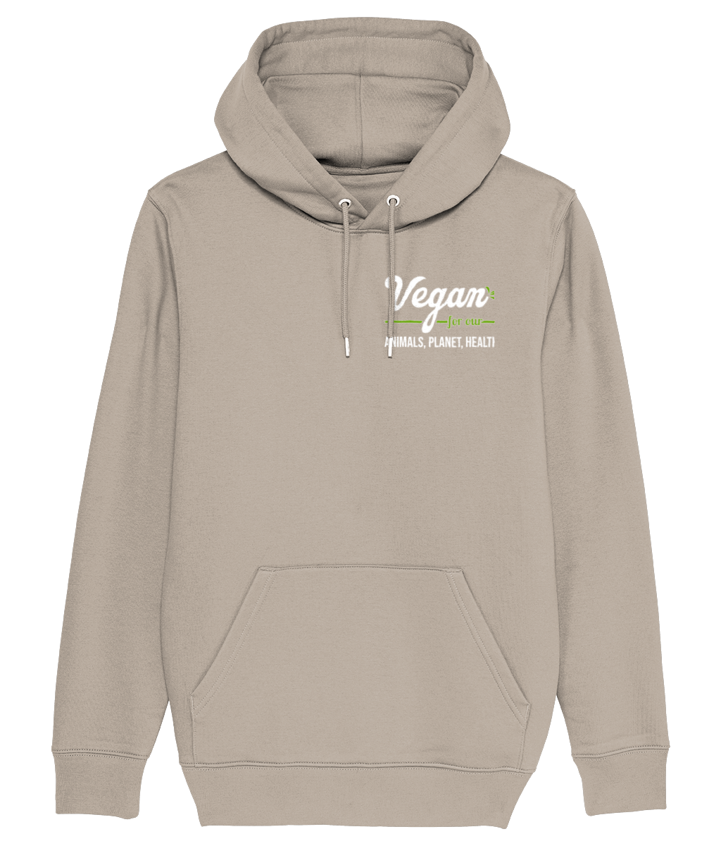 Vegan For Our Animals Planet Health Organic Unisex Hoodie