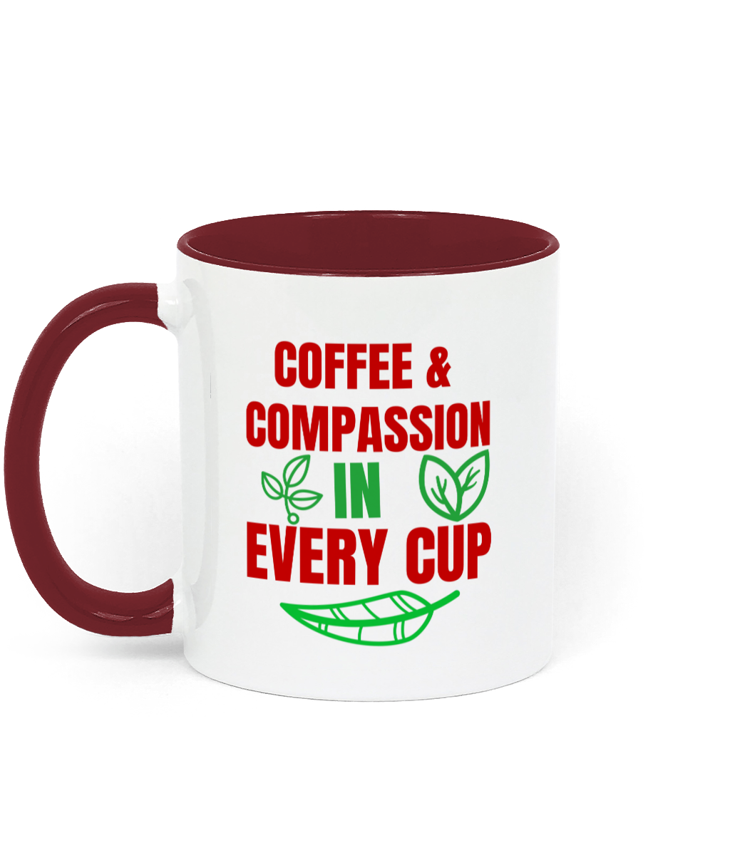 Coffee & Compassion In Every Cup Two Toned Ceramic Vegan Mug