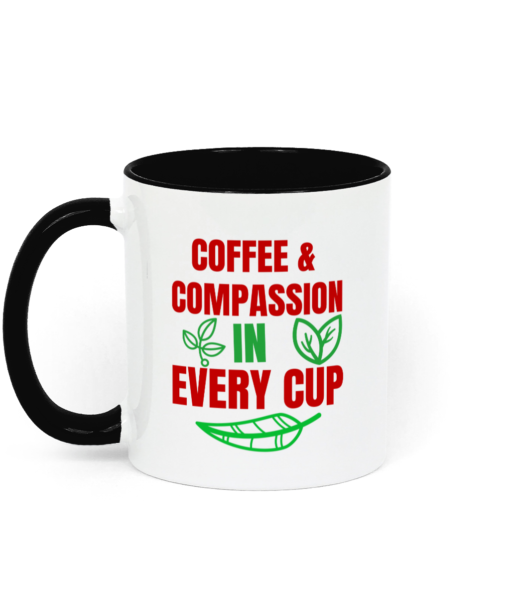 Coffee & Compassion In Every Cup Two Toned Ceramic Vegan Mug