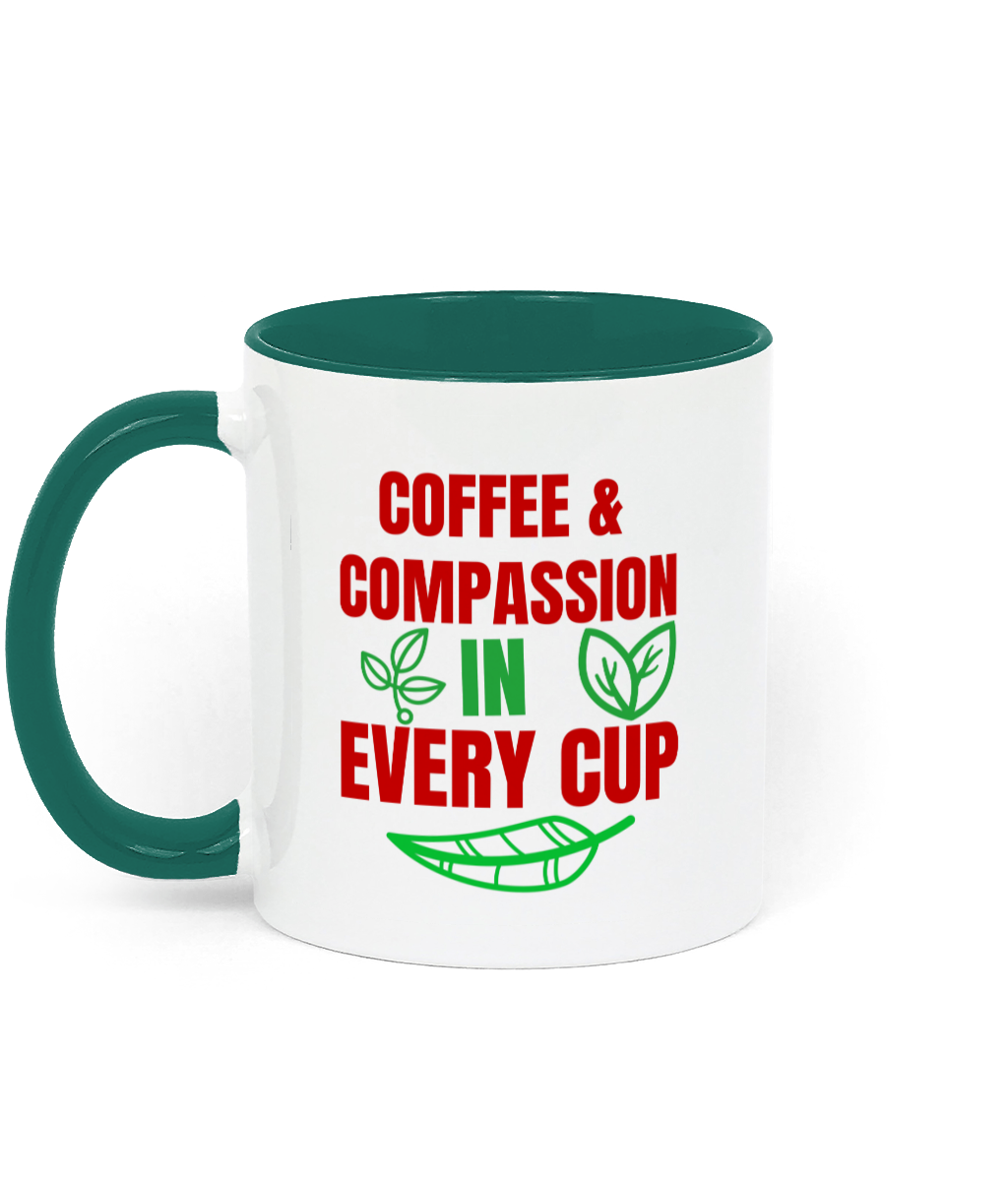 Coffee & Compassion In Every Cup Two Toned Ceramic Vegan Mug