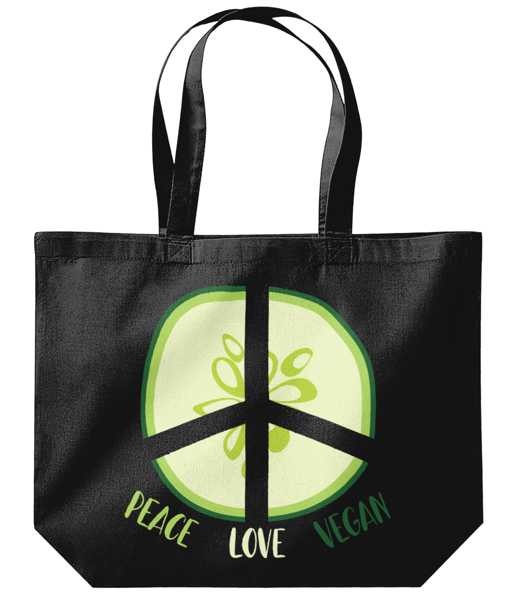 Vegan Tote Bag Peace Love Vegan Organic Maxi Tote