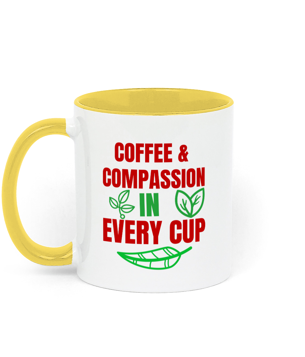 Coffee & Compassion In Every Cup Two Toned Ceramic Vegan Mug