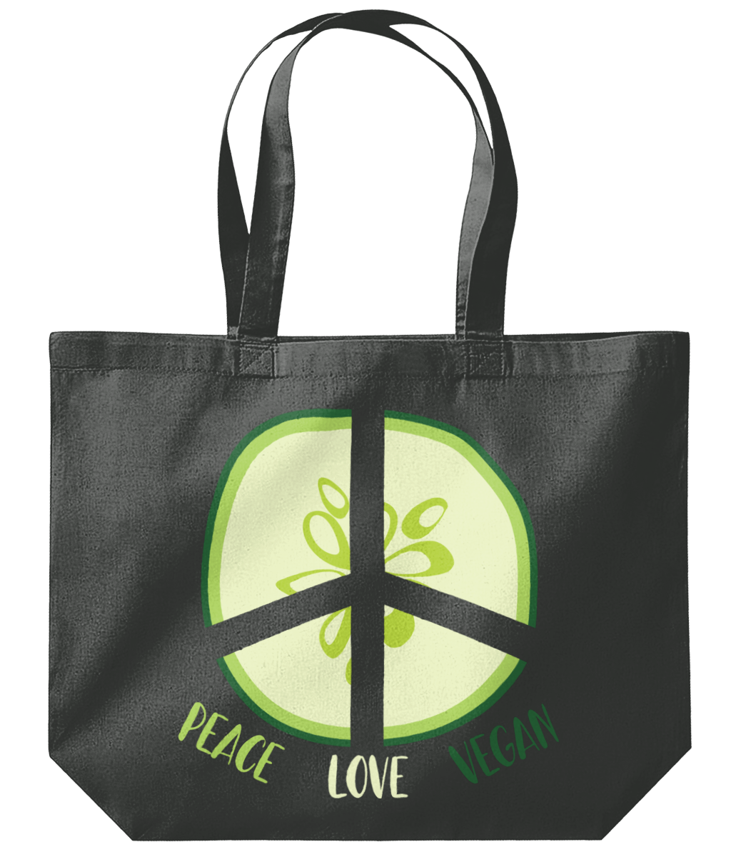 Vegan Tote Bag Peace Love Vegan Organic Maxi Tote