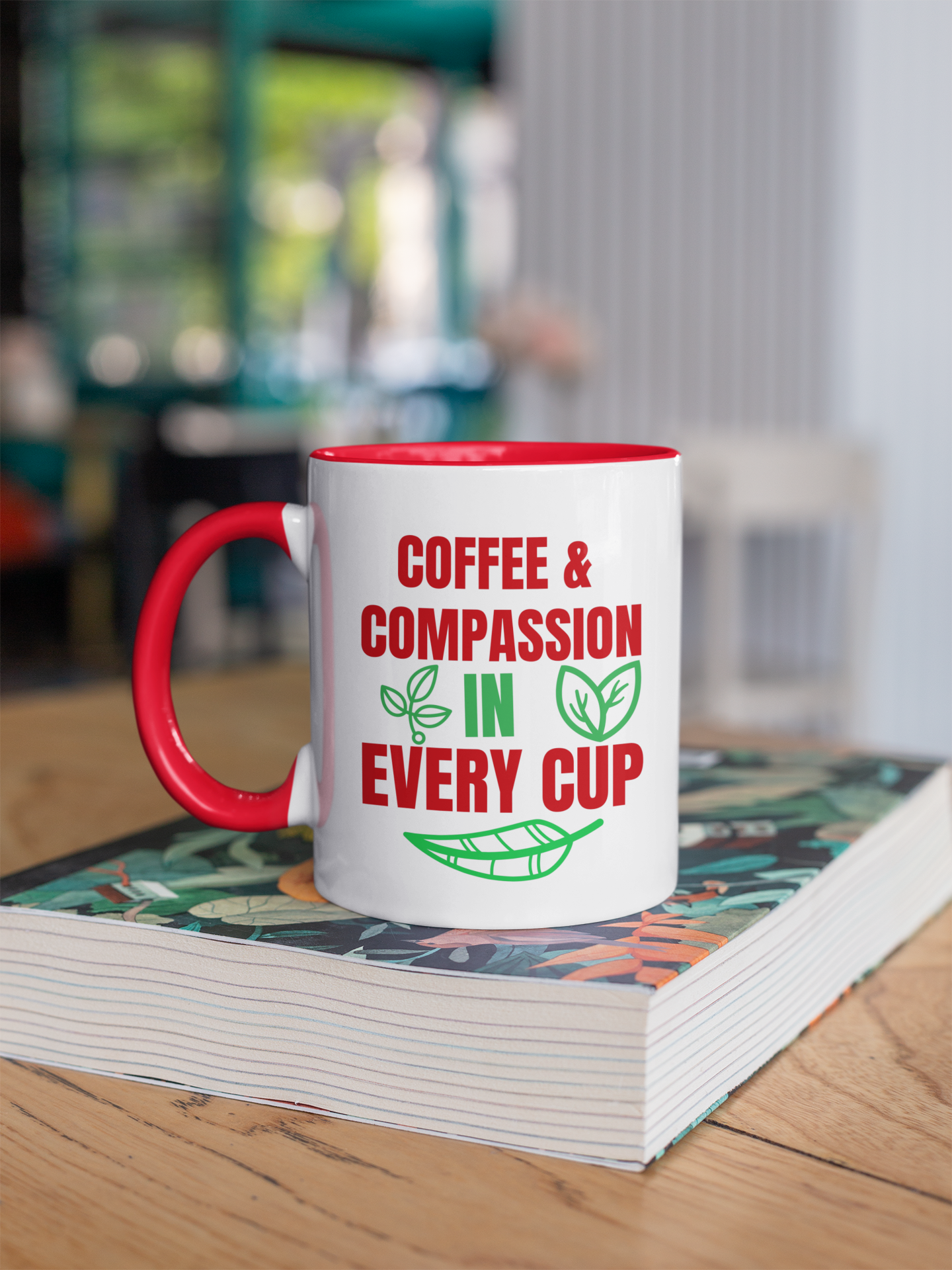 Coffee & Compassion In Every Cup Two Toned Ceramic Vegan Mug