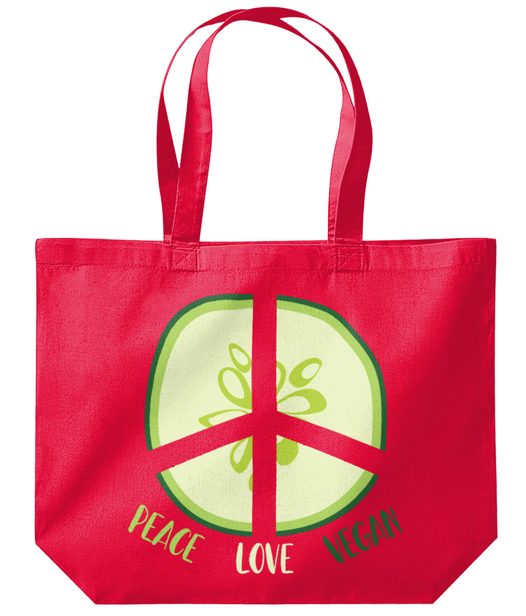 Vegan Tote Bag Peace Love Vegan Organic Maxi Tote